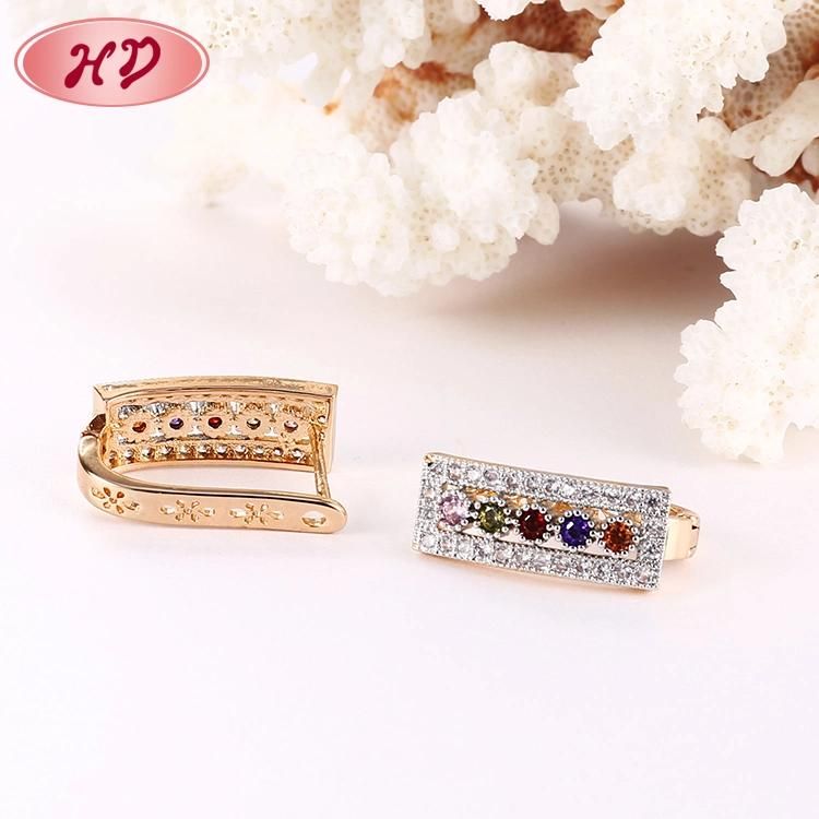 Costume Fashion Jewelry 14K 18K Gold Plated Imitation Women Huggie Hoop Earring with CZ Pearl