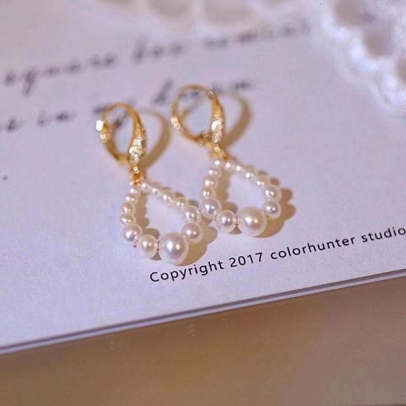 Natural Freshwater Pearl Small Pearl Eardrop Clip Korean Style Ear Stud Earrings Fashion Jewelry