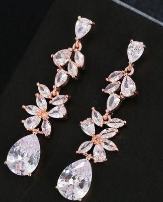 Wedding CZ Earring Jewelry, Bridal CZ Earring Jewelry, Bridesmaid Earring Jewelry, Rose Gold Earring