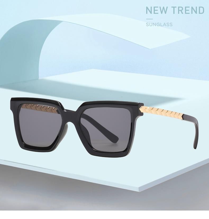 Green Speckle Glasses Modern European and American Ins Sunglasses Female Personality Metal Lace Temple Sunglasses
