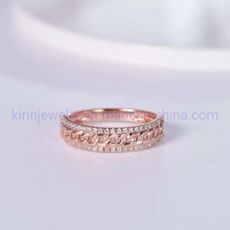 Women 18K Rose Yellow Gold Plated Rings 925 Sterling Silver Rose Gold Rings Frmen Twisted Rose Gold Ring