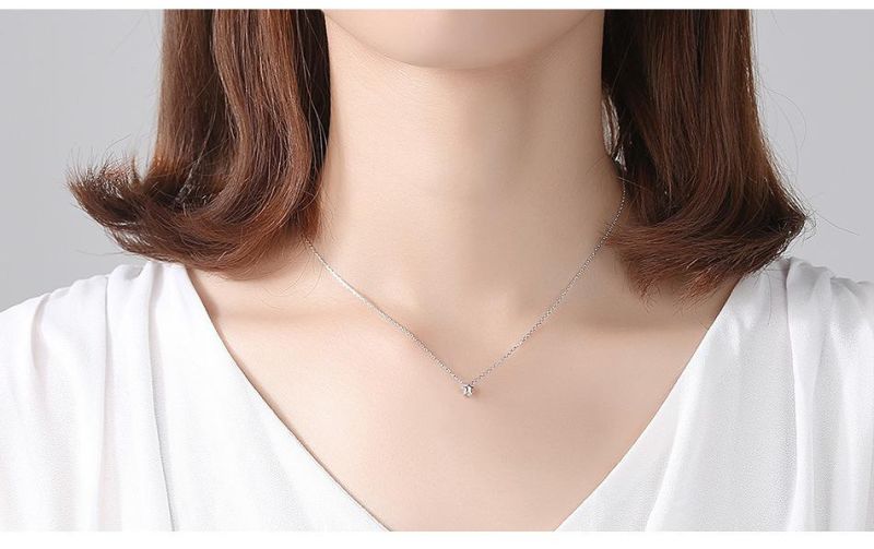 925 Sterling Silver Chain Star Necklace for Office Lady
