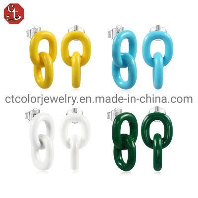 OEM/ODM Multicolor Enamel 925 Sterling Silver and Brass Earring
