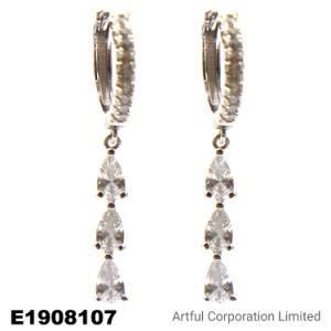 925 Silver and Brass Jewelry Earring with Pear Stone