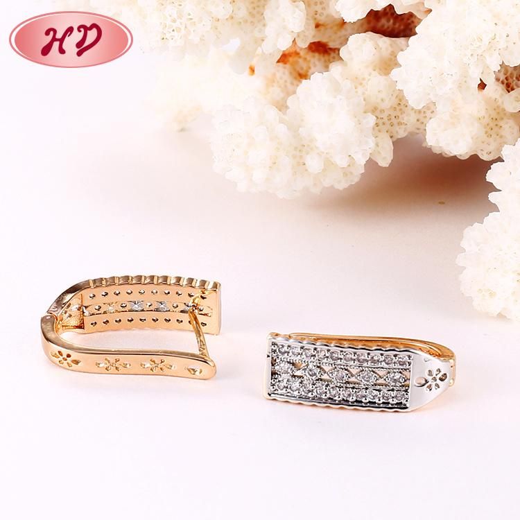 18K 14K Gold Plated Fashion Imitation Costume Jewelry with CZ Pearl Huggie Hoop Earring for Women