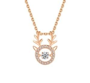 New Wholesale Girls Cubic Zircon Deer Stainless Steel Necklace