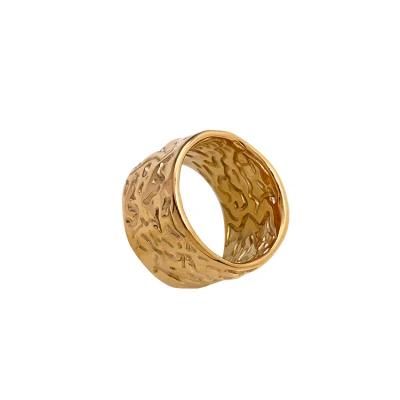 Wholesale Custom Fashion Modern Wedding Ring 18K Gold Exquisite Stainless Steel Embossing Couples with Thin Ring Men and Women