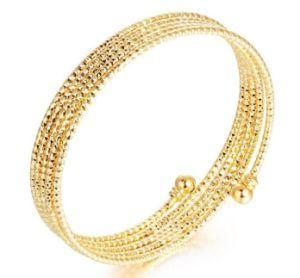 High Quality Gold Fashion Stainless Steel Multilayer Wire Cable Bracelet Open Cuff Bangle Women Girls Jewelry