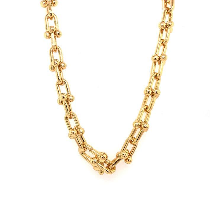 Bold Tennis Chain 18K Gold U Chain Necklace