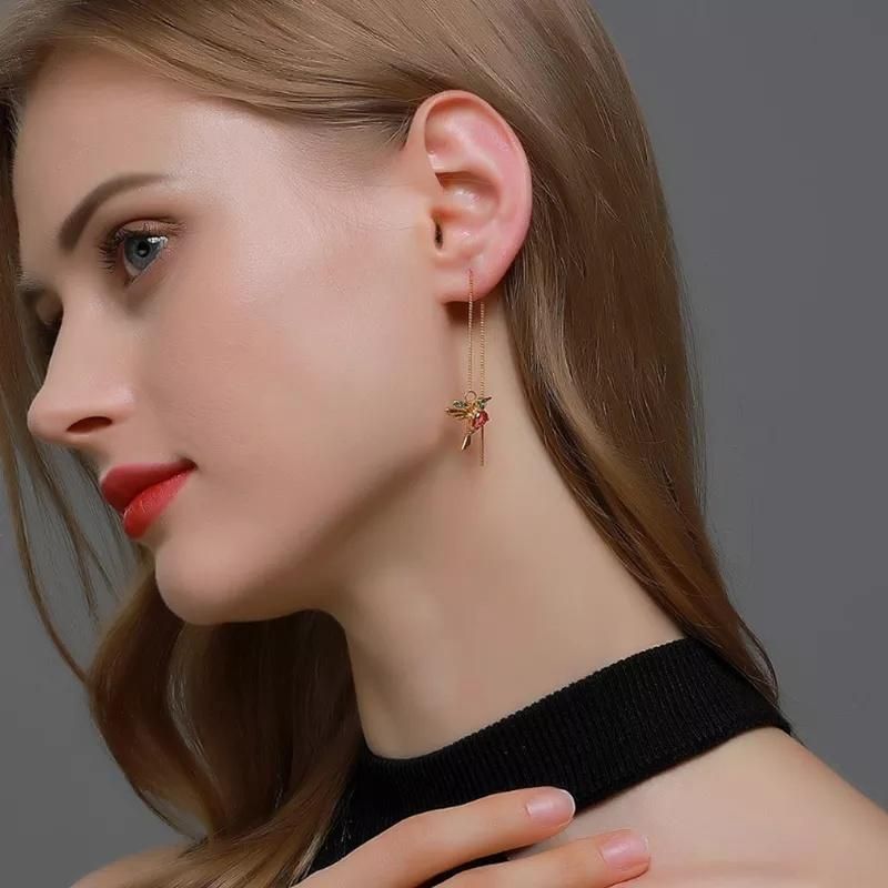 Fashion Little Bird Drop Long Hanging Women Fashion Jewelry Tassel Earring