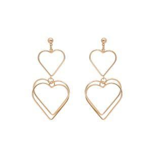 Fashion Accessories Brass Metal Gold Heart Charm Earrings for Women