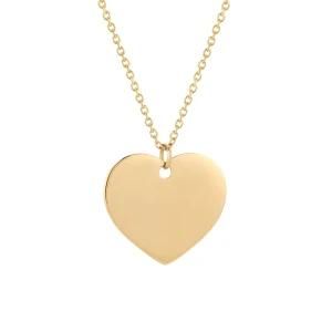 Gold-Plated Stainless Steel Glossy Heart Brand Necklace