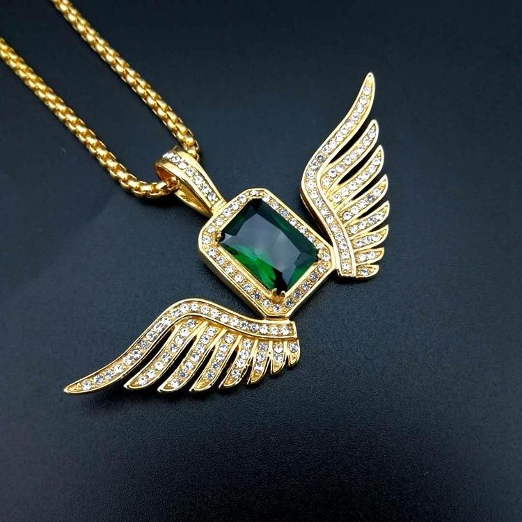 Wings Flying Luxury Full Drill Plated Titanium Steel Necklace
