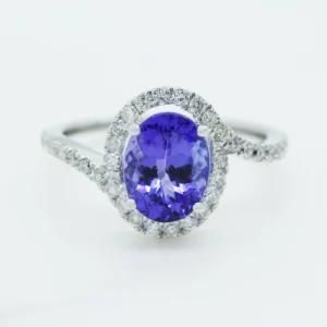 Halo Designed Fashion Jewellery 925 Sterling Silver Sapphire Ring