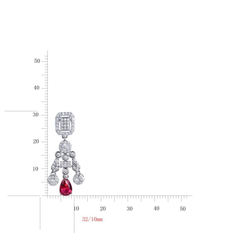 Bohemian Tassel Earring 5A CZ Cubic Zircon Earrings Pear Drop Ruby Diamond 925 Sterling Silver Earrings