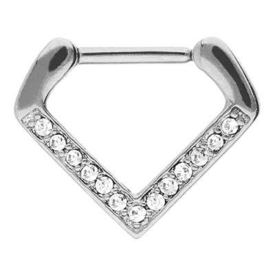 316L Surgical Steel Septum Clicker Nose Piercing Clicker Body Piercing Jewelry V Shape with Crystals
