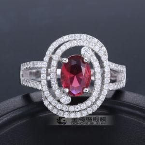Ruby &amp; White CZ Gold Plated 925 Sterling Silver Classic Ring