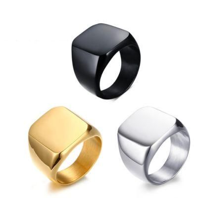 Stainless Steel Ring European and American Men&prime;s Simple Square Titanium Steel Ring Titanium Steel Jewelry