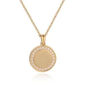Custom Logo Crystal Circle Round Necklace Pendant with Chain