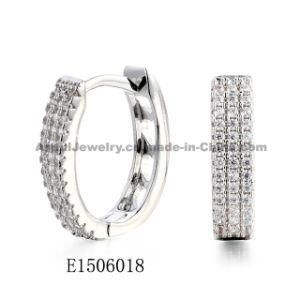 Fashion Jewelry/Silver Jewelry/Jewellery Clear CZ Huggie Earring for Women
