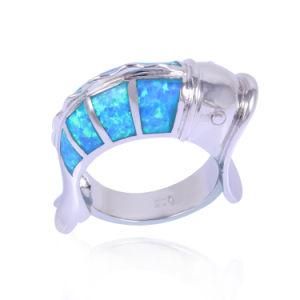 Fashion 925 Sterling Silver Sea Life Animal Opal Jewelry Ring