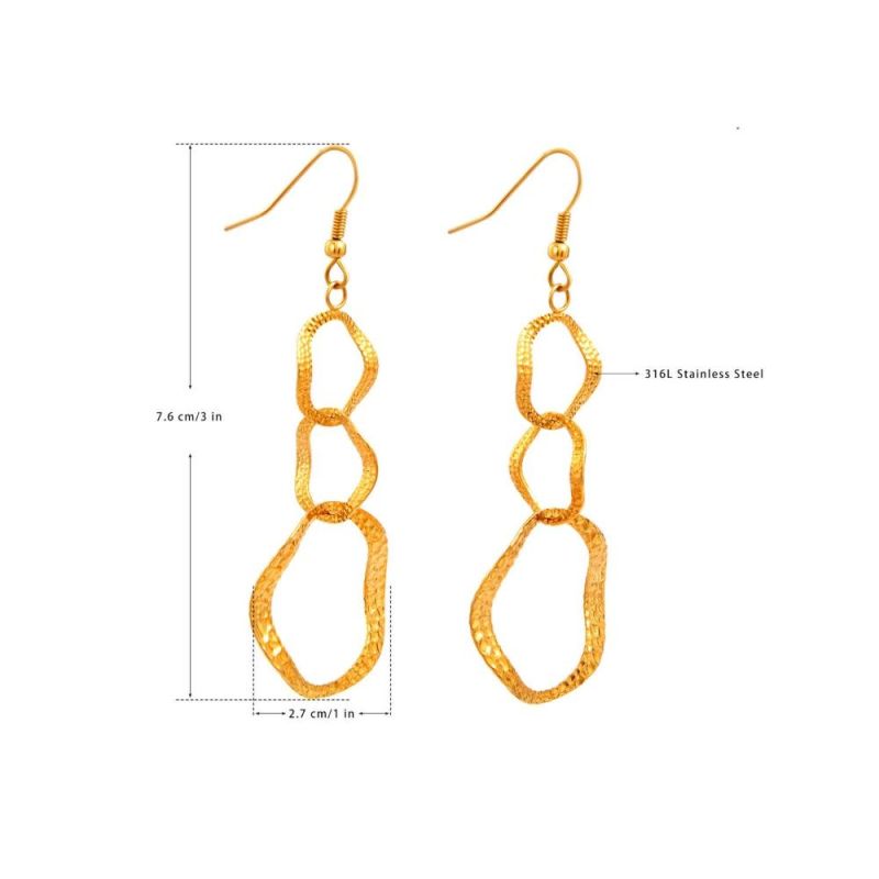 Stainless Steel Necklace Fashion Jewelry Accessories Gold Plated Earring for Lady