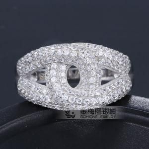 Sterling Silver Fancy Engagement Clear CZ Ring