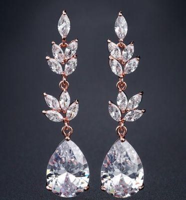 Rose Gold CZ Earring for Wemen, Bridal CZ Earring, Wedding CZ Earring Jewelry
