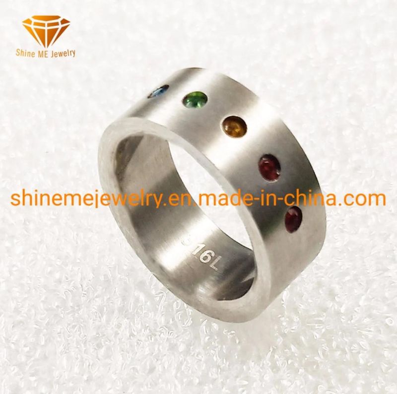 Fashion Jewelry Ring Stainless Steel Gemstones Color CZ Ring SSR2006