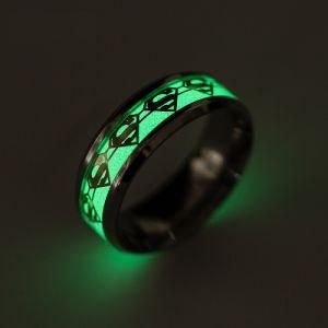 2017 Retro Luminous Men Ring Stainless Steel Batman Men&prime;s Ring