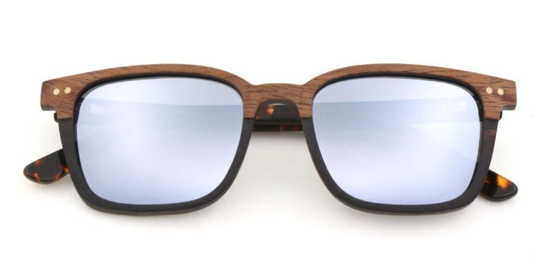 High Quality Classic Retro Rectangle Two Layers Wooden Sunglasses for Men