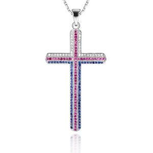New 925 Sterling Silver Paved CZ Cross Pendant Jewelry
