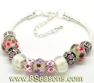 Boutique Pink Glass Lampwork Beads European Bracelets 20cm (7-7/8&quot;) (B17726)