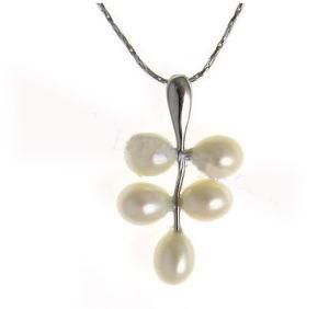 Fashion Stainless Steel Pearl Pendant Necklace (PZ8727)