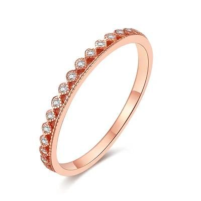 925 Sterling Silver Rings Rose Gold Plated Round Small Zircon Ring Women Vintage Wedding Jewelry