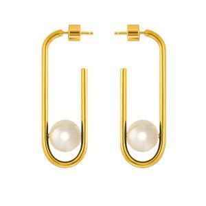Fashion Jewelry Accessories Open Cuff Pearl Minimalist Hoop Earrings