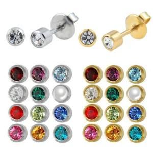 Mixed Colors Surgical Steel 4mm Regular Size Ear Piercing Earrings Steel or Gold for Ear Stud Piercing Gun