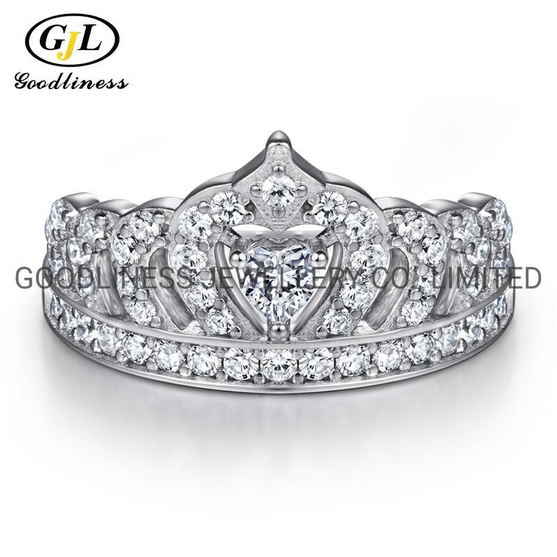 Vintage 925 Sterling Silver Women Cubic Zircon Crown Rings Design