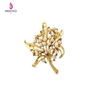 New Cheap Cute Inlaid Pearl Leaf Pendant Alloy Female Brooch
