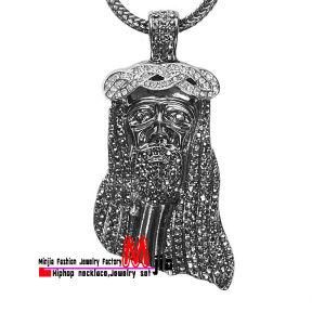 Fashion Jewelry Iced out Jesus Face Pendant Necklace 30-36&quot; Rope Chain Hiphop Piece Style (JCMC6331)