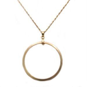Fashion Jewelry Accessories Thin Metal Chain Circle Pendant Necklace