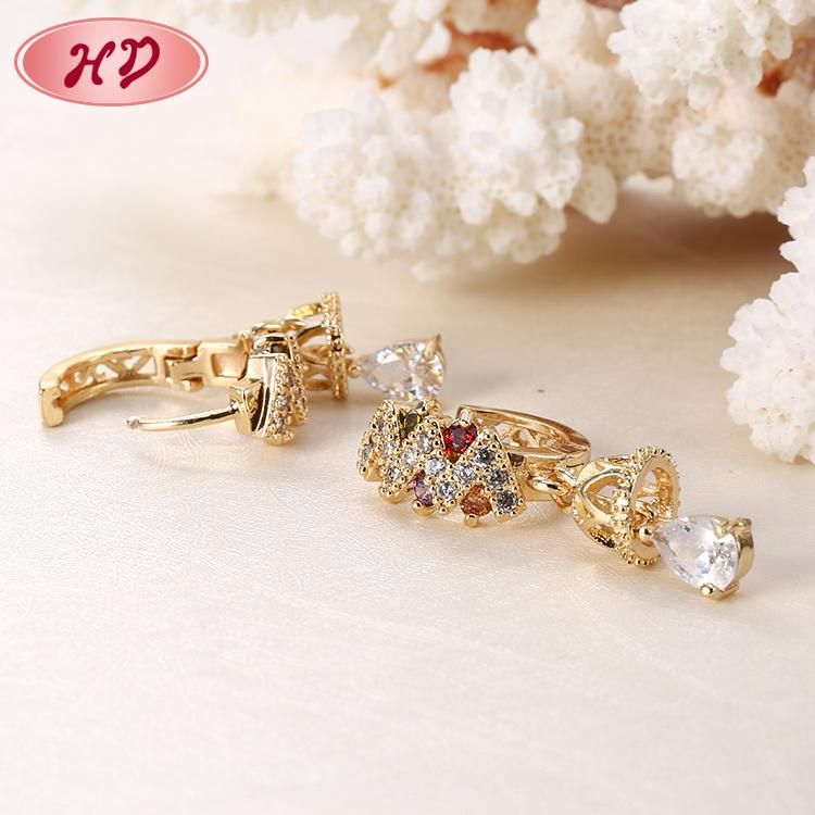 HD New Fashion Hot Sale 18K Gold Plated Huggies Earring with AAA Cubic Zirconia for Women