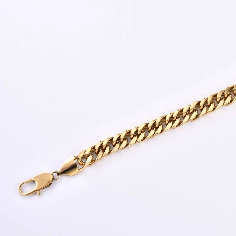 New Design High Quality Stainless Steel 14K Gold Plated Fashion Jewelry Men′ S Hip Cuban Miami Bracelet