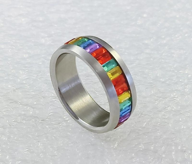 Fashion Ring Colors Rectangle Colorful Stones Stainless Steel Ring Jewelry Factory Sales SSR1924