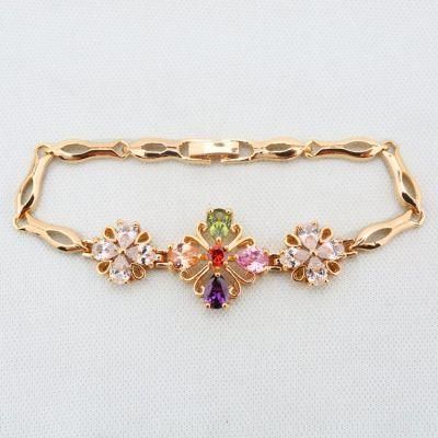 Simple Design Imitation Jewelry Gold Color Bracelet with 14K 18K Rhodium