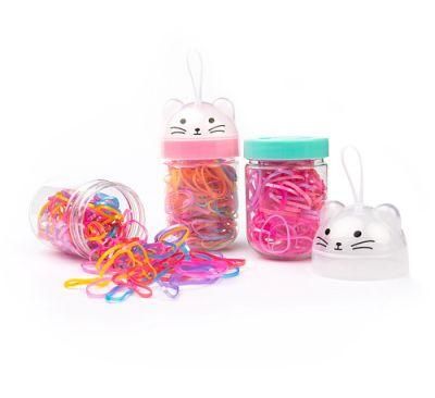 New Cute Cat Cartoon Bottle Disposable Rubber Band Children Hair Does Not Hurt Hair Color Rubber Band