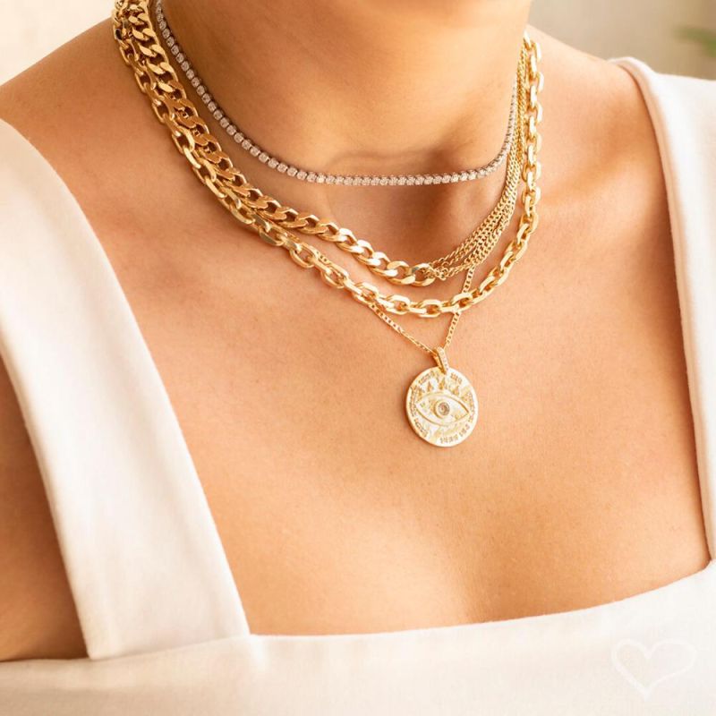 Factory Customized Fashion Jewelry Supplier of High Quality Non Fading Gold-Plated Waterproof Stainless Steel Jewelry Necklace