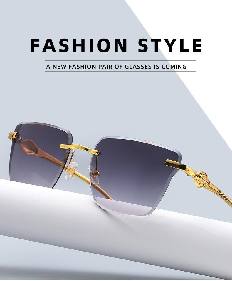2022 Hot Sale Fashion Rimless Gradient Color Sunglasses Woman Trendy Shades Man Sunglasses