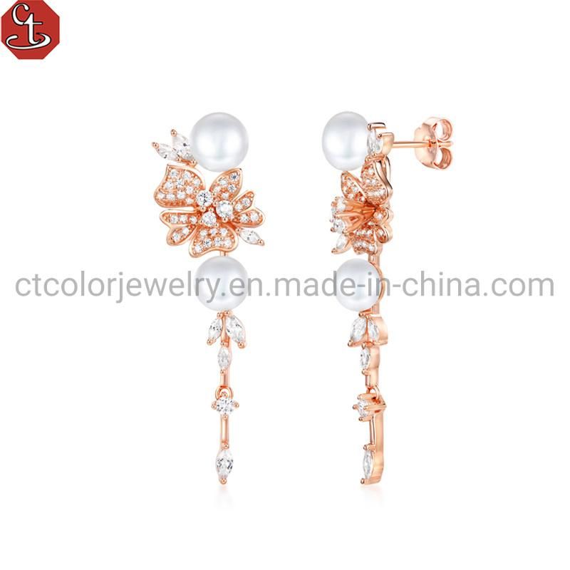 2021 New pearl Flower Drop Earrings for Women Fashion Jewelry 925 Silver Earrings Gift