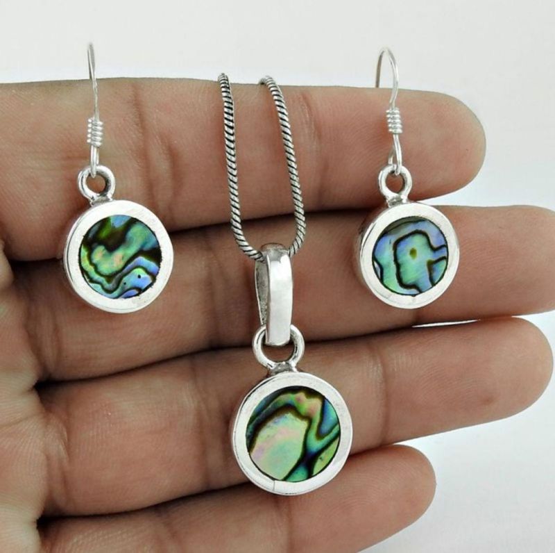 Abalone Shell Gemstone Earring Party Wear 925 Sterling Silver Earrings Handmade Jewelry Wholesaler